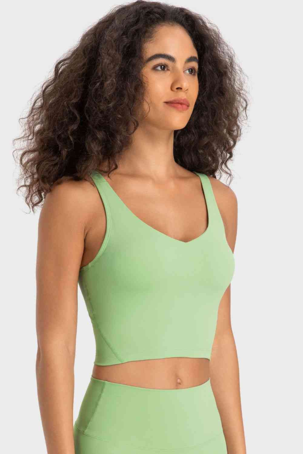 Womens Activewear-Deep V-Neck Crop Sports Bra | Activewear/Activewear Sets