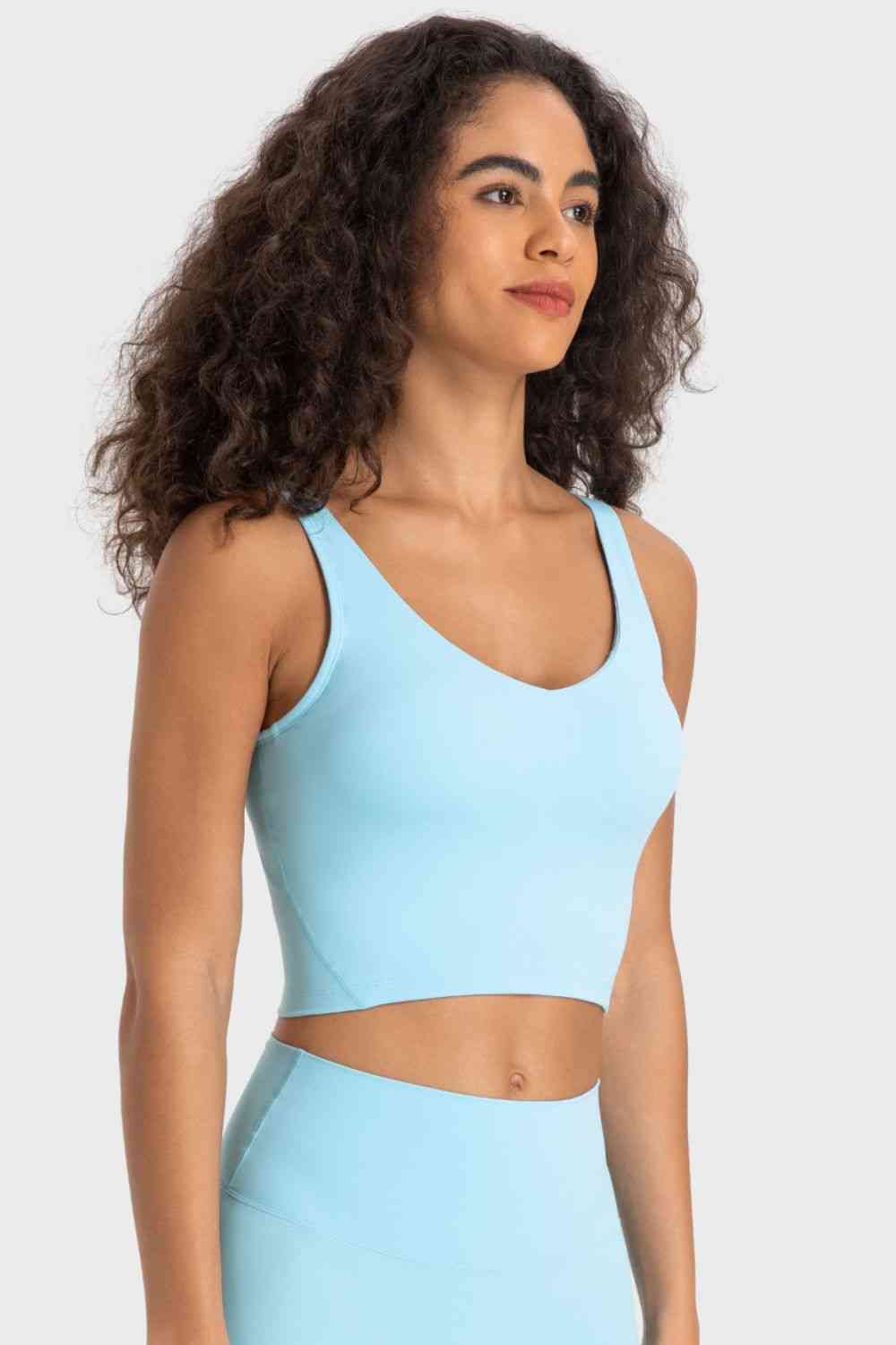 Womens Activewear-Deep V-Neck Crop Sports Bra | Activewear/Activewear Sets