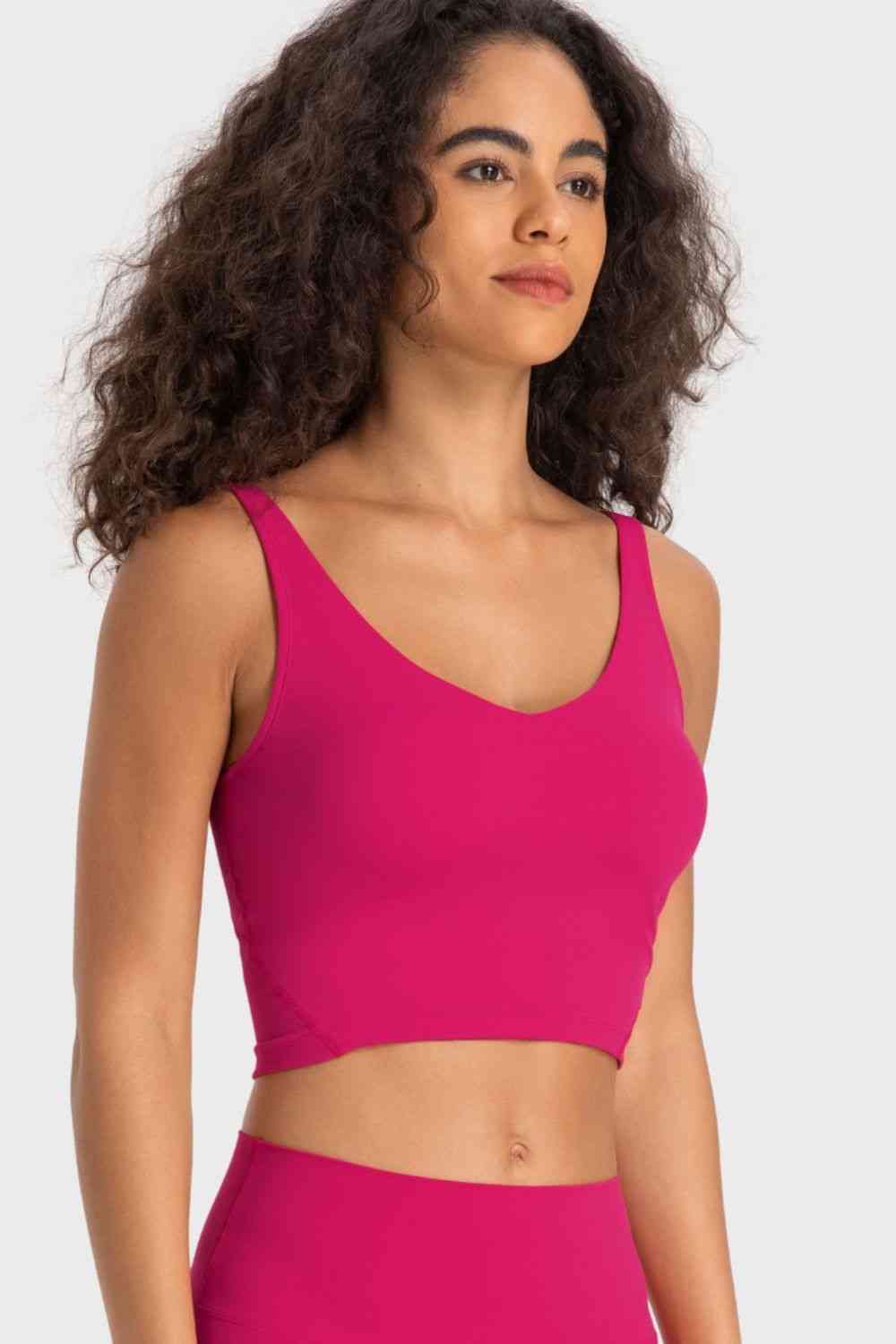 Womens Activewear-Deep V-Neck Crop Sports Bra | Activewear/Activewear Sets