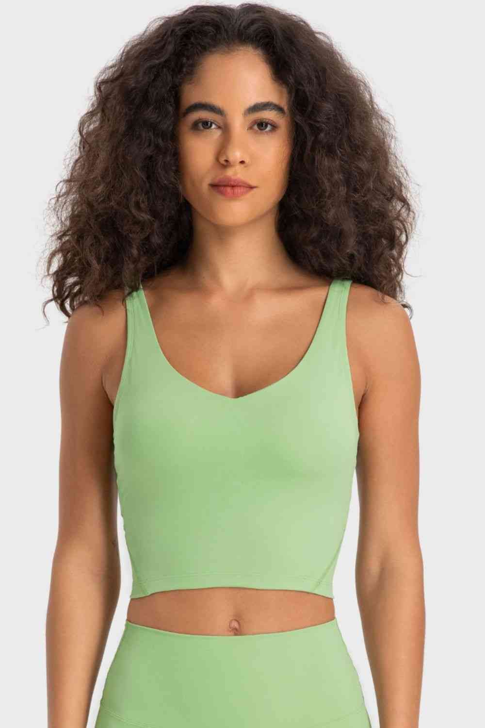 Womens Activewear-Deep V-Neck Crop Sports Bra | Activewear/Activewear Sets