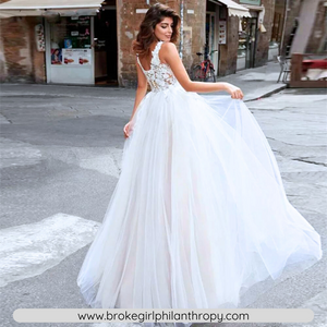 Beach Wedding Dress- V Neck Garden A Line Wedding Dress | Wedding Dresses