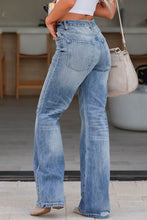 Load image into Gallery viewer, Blue Jeans-Distressed Straight Blue Jeans with Pockets | Blue Jeans
