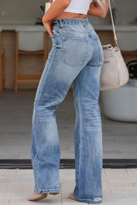 Blue Jeans-Distressed Straight Blue Jeans with Pockets | Blue Jeans