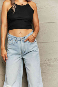 Blue Jeans-Distressed Wide Leg Blue Jeans | Blue Jeans