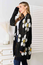 Load image into Gallery viewer, Womens Sweater-Double Take Floral Button Down Longline Cardigan
