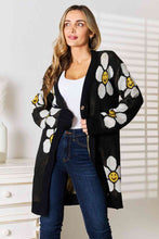 Load image into Gallery viewer, Womens Sweater-Double Take Floral Button Down Longline Cardigan
