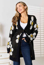 Load image into Gallery viewer, Womens Sweater-Double Take Floral Button Down Longline Cardigan
