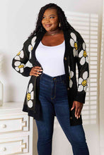 Load image into Gallery viewer, Womens Sweater-Double Take Floral Button Down Longline Cardigan
