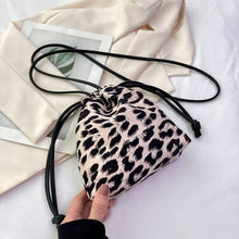 Load image into Gallery viewer, Womens Handbag-Drawstring Leopard Crossbody Bag | purse
