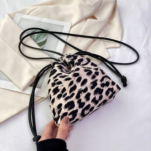 Womens Handbag-Drawstring Leopard Crossbody Bag | purse