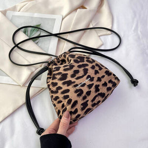 Womens Handbag-Drawstring Leopard Crossbody Bag | purse