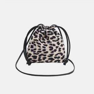 Womens Handbag-Drawstring Leopard Crossbody Bag | purse