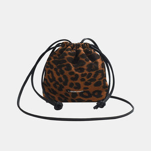 Womens Handbag-Drawstring Leopard Crossbody Bag | purse