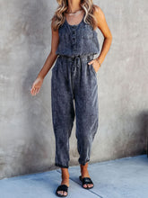 Load image into Gallery viewer, Womens Jumpsuit-Drawstring Waist Sleeveless Jumpsuit
