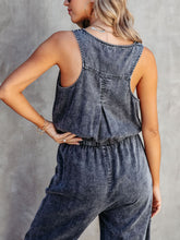 Load image into Gallery viewer, Womens Jumpsuit-Drawstring Waist Sleeveless Jumpsuit
