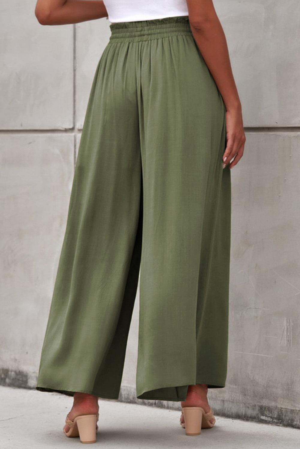 Womens Pants-Drawstring Waist Wide Leg Pants | Default