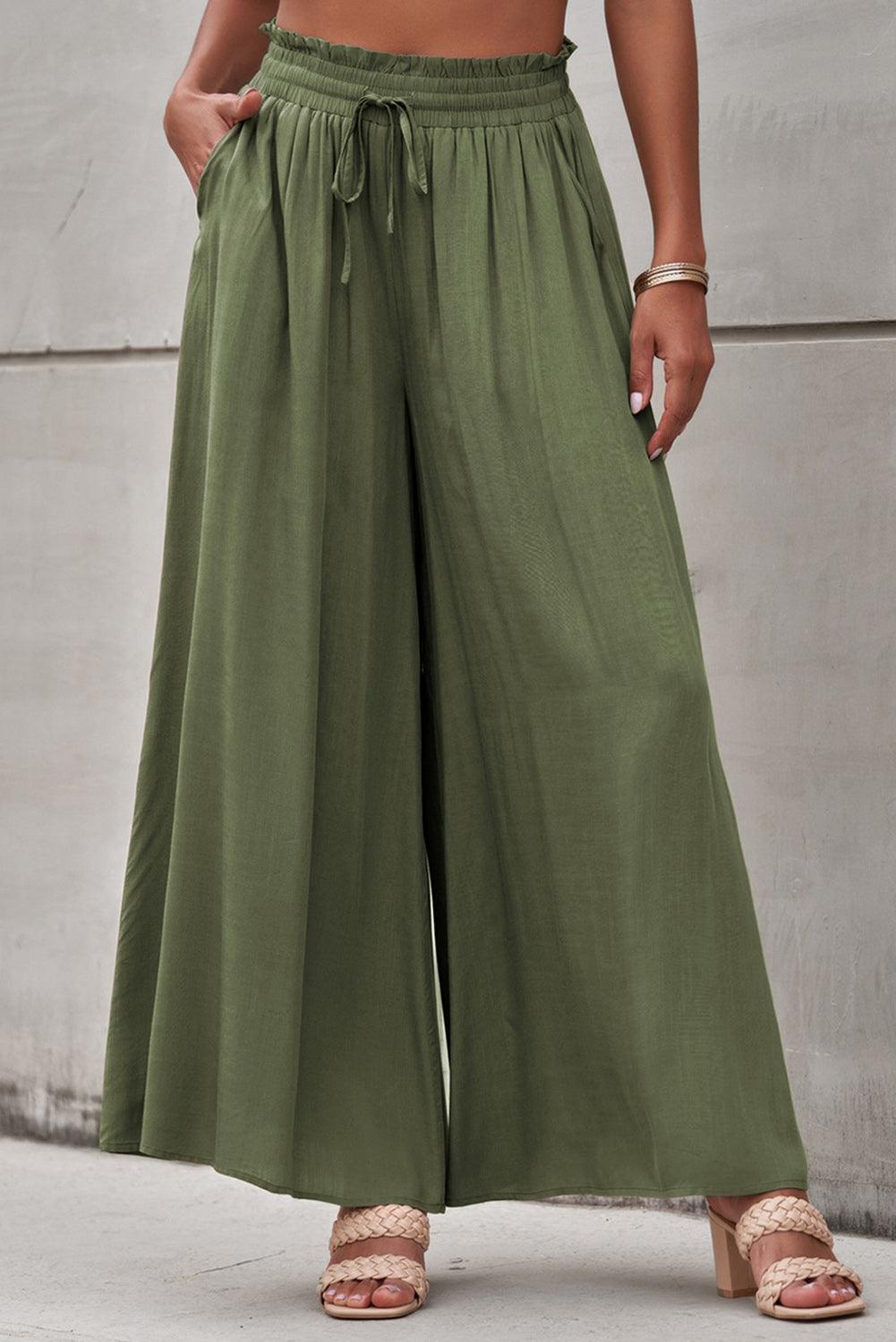 Womens Pants-Drawstring Waist Wide Leg Pants | Default