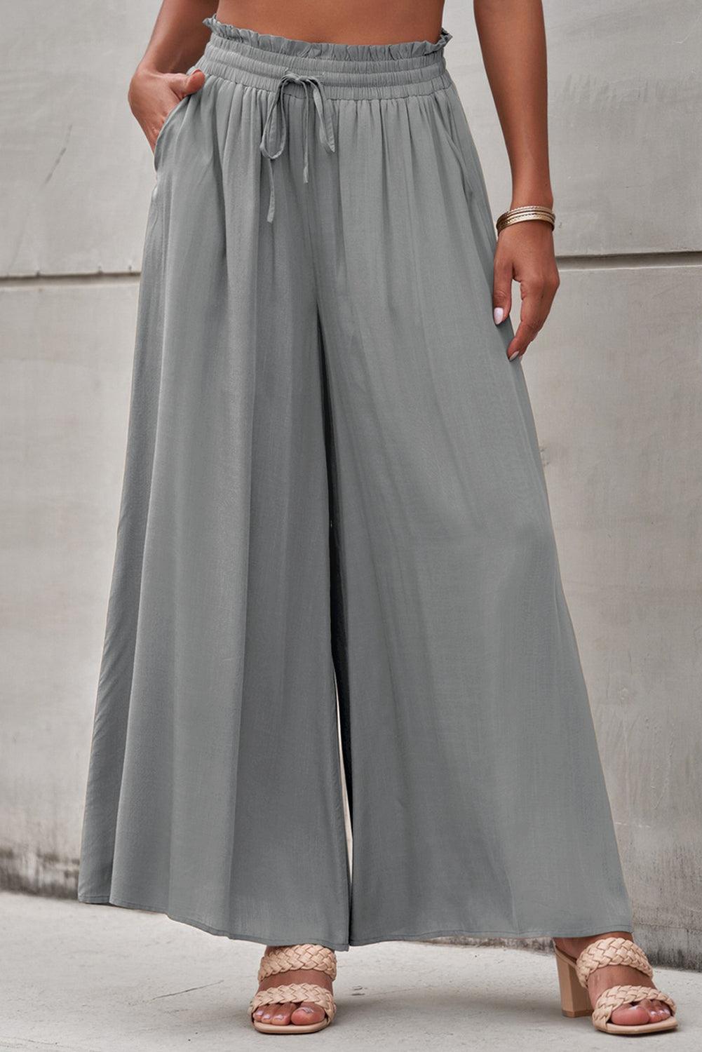 Womens Pants-Drawstring Waist Wide Leg Pants | Default