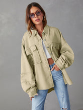 Load image into Gallery viewer, Womens Jacket-Dropped Shoulder Raw Hem Jacket
