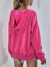 Load image into Gallery viewer, Womens Top-Pink Dropped Shoulder Slit Hoodie
