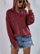 Load image into Gallery viewer, Womens Top-Pink Dropped Shoulder Slit Hoodie
