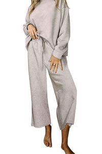 Womens Pants Set-Dropped Shoulder Top and Pants Set