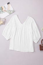 Load image into Gallery viewer, Womens Blouse-Dropped Shoulder V-Neck Blouse | Tops/Blouses &amp; Shirts
