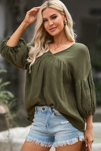 Womens Blouse-Dropped Shoulder V-Neck Blouse | Tops/Blouses & Shirts