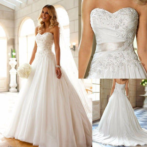 Backless Wedding Dress-Elegant-Strapless Princess Beach Wedding Dress | Wedding Dresses