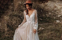Load image into Gallery viewer, Elegant Bohemian Lace V Neck Beach Wedding Dress Broke Girl Philanthropy
