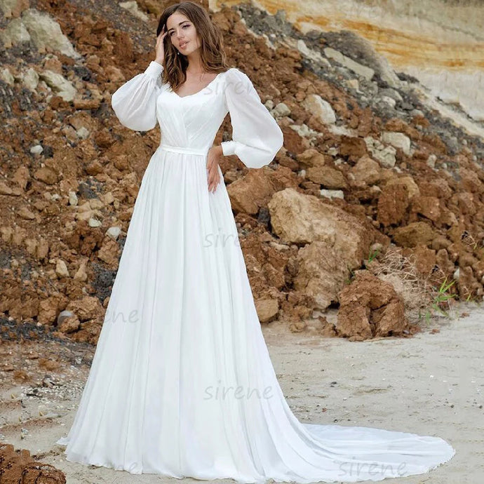 Elegant Wedding Dress-Chiffon Backless Wedding Dress | Wedding Dresses