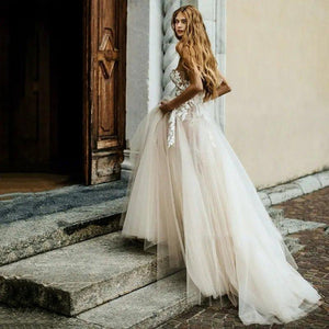 Lace Beach Wedding Dress-Tulle Beach Princess Wedding Gown | Wedding Dresses