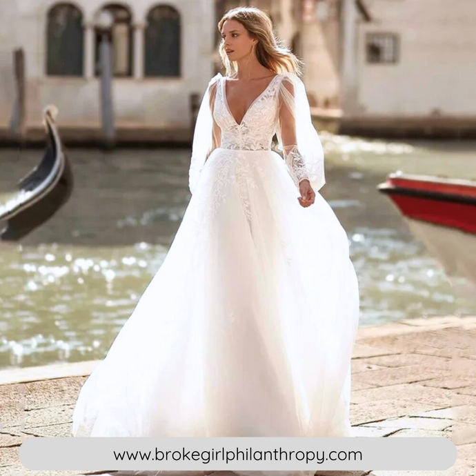Lace Beach Wedding Dress- Long Sleeve Bridal Gown | Wedding Dresses