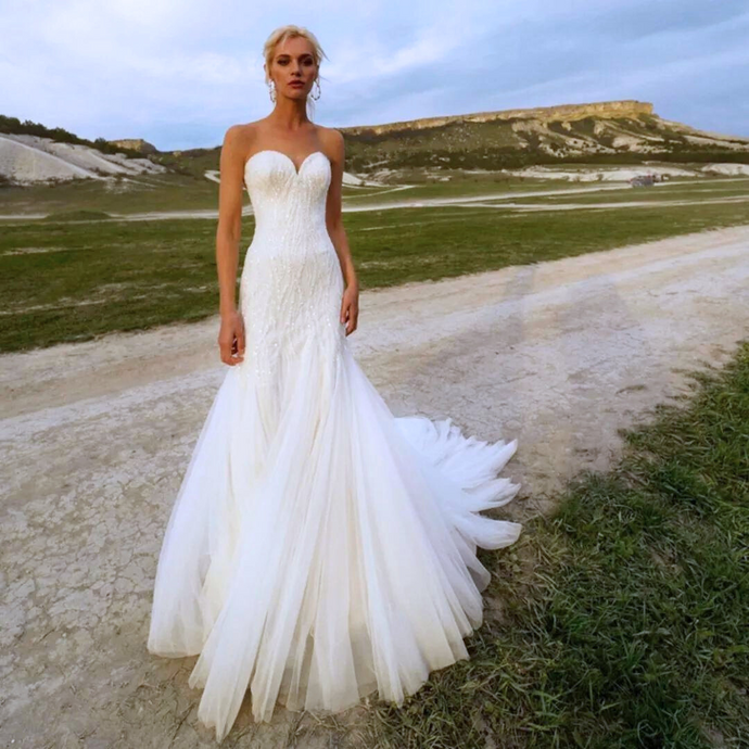 Mermaid Wedding Dress-Elegant Mermaid Strapless Bridal Gown | Wedding Dresses