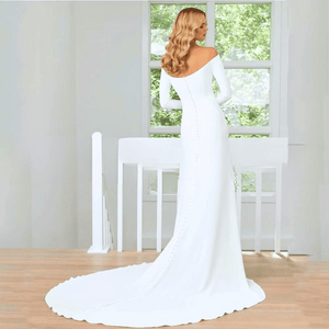 Simple Wedding Dress-Off Shoulder Beach White Wedding Dress | Wedding Dresses