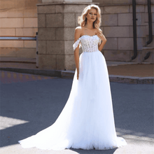 Load image into Gallery viewer, Off the Shoulder Wedding Dress-A-Line Open Back Bridal Gown | Wedding Dresses
