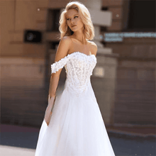 Load image into Gallery viewer, Off the Shoulder Wedding Dress-A-Line Open Back Bridal Gown | Wedding Dresses
