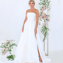 Load image into Gallery viewer, Elegant Satin Open Back Beach Wedding Dress Broke Girl Philanthropy
