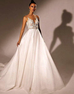 Elegant Sleeveless Backless A-Line Beach Wedding Dress Broke Girl Philanthropy