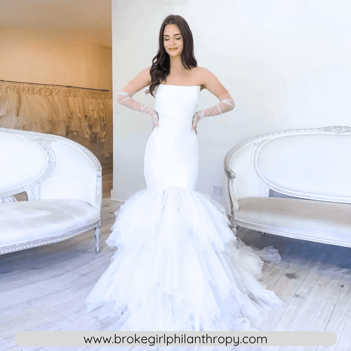Elegant Strapless Mermaid Wedding Dress- Backless Design and Ruffles Broke Girl Philanthropy