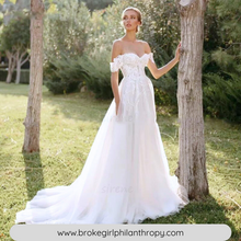 Load image into Gallery viewer, Elegant Sweetheart Beach Wedding Dress- Off Shoulder Backless Broke Girl Philanthropy
