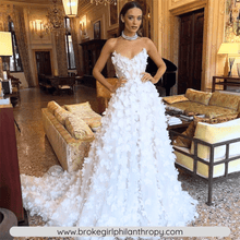 Load image into Gallery viewer, Empire Lace Off Shoulder Princess Wedding Dress-3D Floral Broke Girl Philanthropy
