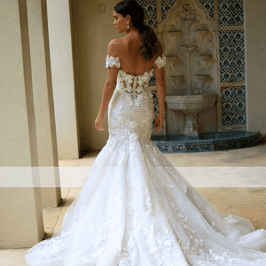 Mermaid Wedding Dress-Flower Lace Applique Mermaid Bridal Gown | Wedding Dresses