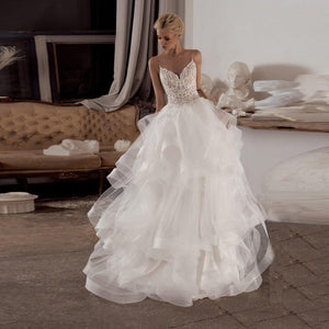 Exquisite Lace Beach Wedding Dress | Ruffled Gown Broke Girl Philanthropy