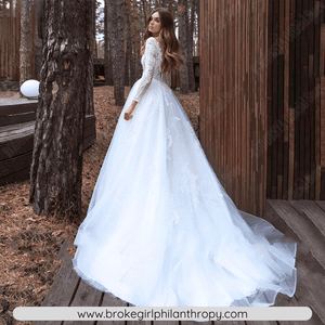 Long Sleeve Wedding Dress-A Line Lace Bridal Gown-Backless | Wedding Dresses