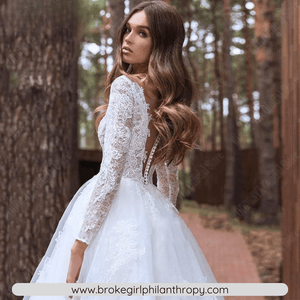 Long Sleeve Wedding Dress-A Line Lace Bridal Gown-Backless | Wedding Dresses