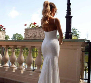 V Neck Beach Wedding Dress-Spaghetti Straps V Neck Wedding Dress | Wedding Dresses