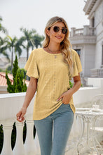 Load image into Gallery viewer, Eyelet Flutter Sleeve Round Neck Top Broke Girl Philanthropy
