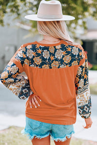 Womens Blouse-Floral Drop Shoulder Round Neck Top | Tops/Blouses & Shirts