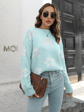 Load image into Gallery viewer, Womens Sweater-Floral Dropped Shoulder Sweater
